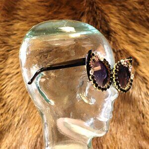 Floral Crystal Round Cat Eye Sunglasses